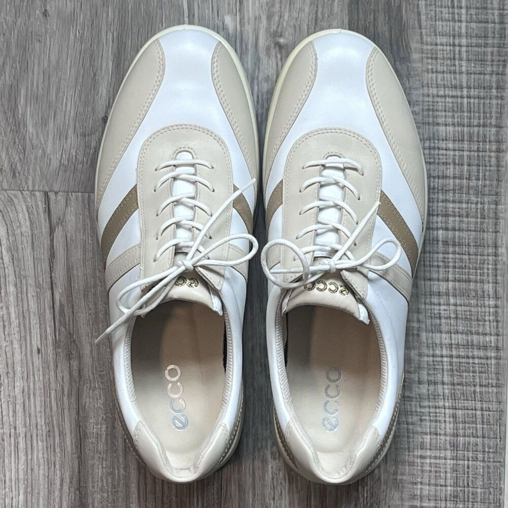 Ecco Womens Spikeless Golf Shoes Size 40 Us Size 9-9.5 White Tan